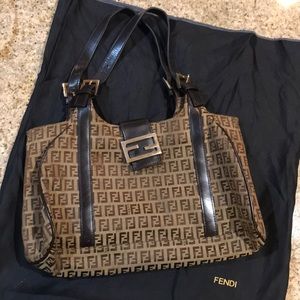 FENDI Zucca Monogram Brown Coated Canvas Handbag